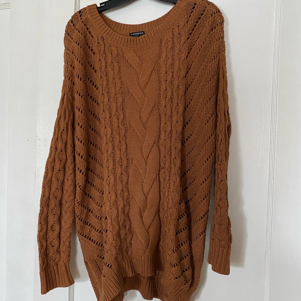 Express Oversized Cable Knit Tunic Sweater